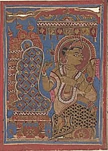Shakra (Indra) Reveres the Embryo of Mahavira: Folio from a Kalpasutra Manuscript by Unknown Artist