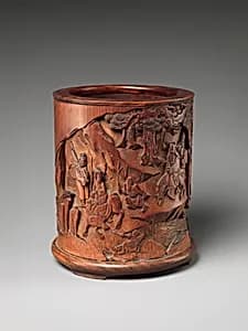 Brush Holder with Travelers in a Landscape by Unknown Artist