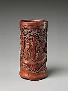 Brush Holder with Fisherman and Traveler by Unknown Artist