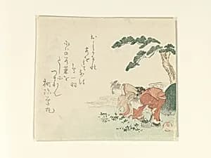 Two Girls Collect New Year's Herbs by Kubo Shunman