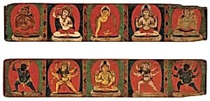 Pair of Manuscript Covers, Each with Five Deities by Unknown Artist