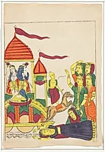 Krishna and Balarama depart Vrindavan by Becharam Das Dutta