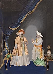 Maharaja Serfoji II accompanied by his Minister by Unknown Artist