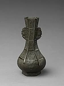 Hexagonal flower vase with magic fungus handles by Unknown Artist