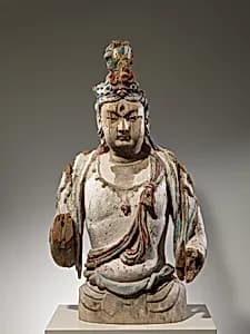 遼 彩繪木雕菩薩像|Attendant Bodhisattva by Unknown Artist