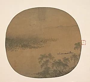 南宋 佚名 泛舟柳塘圖 團扇|Boating by a Willow Bank by Unidentified artist