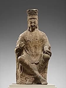 北魏　彩繪石雕交腳菩薩像　（彌勒）|Bodhisattva (Maitreya) with crossed ankles by Unknown Artist