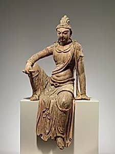 北宋 彩繪木雕文殊菩薩像（地黃木胎）|Bodhisattva Manjushri (Wenshu) by Unknown Artist