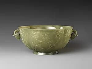 印度莫臥兒時期 玉雕花形碗|Bowl with floral design by Unknown Artist