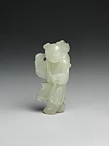 清 玉雕竹馬童子|Boy riding a hobbyhorse by Unknown Artist