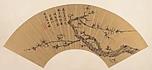 明/清 項聖謨 梅花 扇|Branch of Blossoming Plum by Xiang Shengmo