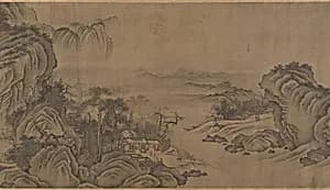 元/明 佚名 舊傳 燕文貴 秋山蕭寺圖 軸|Buddhist Temples amid Autumn Mountains