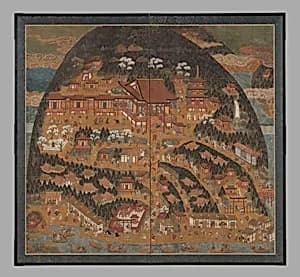 長命寺参詣曼荼羅図屏風|Chōmeiji Temple Pilgrimage Mandala by Unknown Artist
