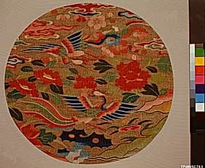 明晚期 緙絲雙鳳紋團片|Circular textile with two phoenixes by Unknown Artist