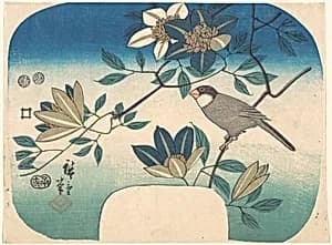 歌川広重画　鉄線花に鳥|Clematis and Bird by Utagawa Hiroshige