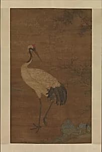 明 佚名 竹鶴雙清圖 軸|Crane in a bamboo grove by Unidentified artist