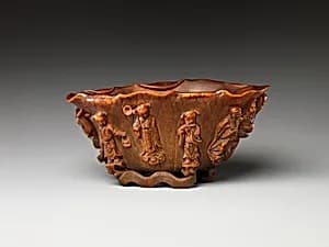 清中期 犀角雕八仙杯|Cup with Eight Daoist Immortals by Unknown Artist