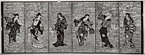 舞伎図屏風|Dancers by Unknown Artist