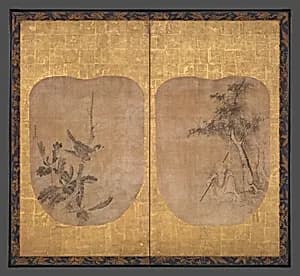 曽我二直庵筆　高士・柏鷹図|Daoist Sage and Hawk