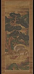 작자미상 소나무 아래 사슴 조선|作者未詳 松下雙鹿圖 朝鮮|Deer amid Pine Trees by Unidentified artist