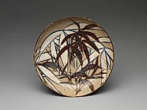 乾山焼　銹絵染付竹図皿|Dish with Bamboo Leaves by Ogata Kenzan 尾形乾山