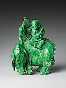 清 翡翠童子洗象|Elephant and two boys by Unknown Artist