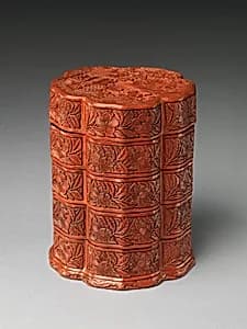 清中期 剔紅高士圖撞盒|Four-tiered box with scholars by Unknown Artist