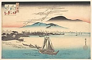 近江八景之内　堅田落雁|Geese Flying Down to Katada by Utagawa Hiroshige
