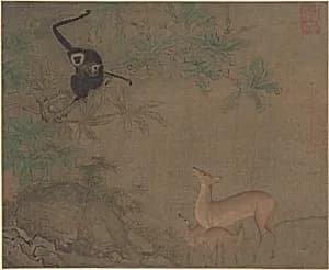 南宋 佚名 猿鹿圖 冊頁|Gibbons and Deer by Unidentified artist