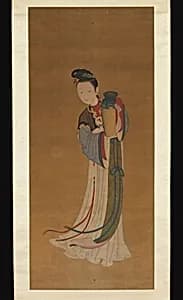 清 佚名 持瓶仕女 軸|Girl Bringing Jar of Wine by Unidentified artist