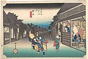 東海道五十三次之内　御油　旅人留女|Goyu, Tabibito Ryujo by Utagawa Hiroshige