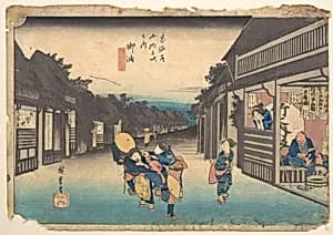 東海道五十三次之内　御油　旅人留女|Goyu, Tabibito Ryujo by Utagawa Hiroshige