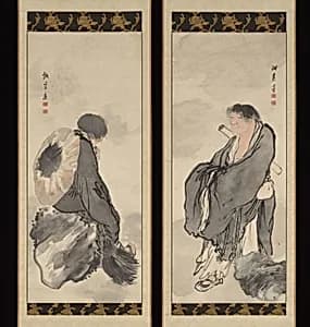 与謝蕪村筆　寒山拾得図|Hanshan and Shide
