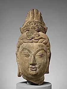 北魏　石雕觀音菩薩頭像|Head of a bodhisattva by Unknown Artist
