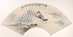 清 任頤 童子水牛 扇面|Herdboy and Buffalo