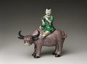 清康熙　素三彩瓷牧童乘牛|Herdboy Riding a Water Buffalo by Unknown Artist