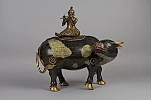 清康熙 銅胎掐絲琺琅牧童水牛|Herdboy with Water Buffalo by Unknown Artist