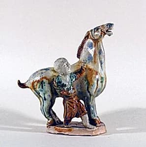 唐 三彩陶牵馬小童|Horse and boy by Unknown Artist