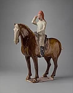 唐 三彩陶騎馬俑|Horse and rider by Unknown Artist