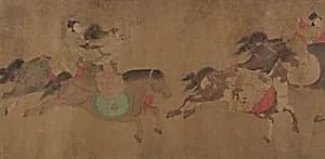 清　佚名　趙雍(僞款)　馬術圖　卷|Horsemanship demonstration by Zhao Yong