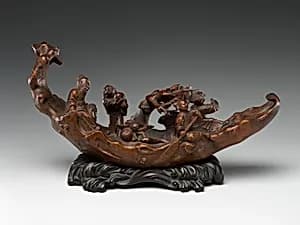 清 竹雕仙人乘槎|Immortal raft by Unknown Artist
