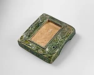 織部瓜文硯|Inkstone (Suzuri) with Gourd Vine by Unknown Artist