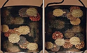 菊散蒔絵印籠|Inrō with Scattered Chrysanthemums by Unknown Artist