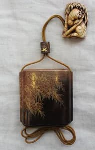 竹林蒔絵印籠　銘「塩見政誠」|Inrō with Bamboo Grove