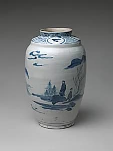 染付山水人物文壺|Jar with Landscape by Unknown Artist