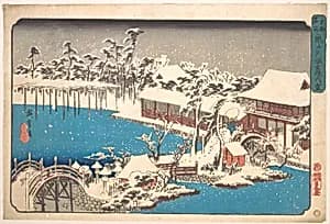 東都名所　亀戸天満宮境内雪|Kameido Tenmangu Keidai no Yuki by Utagawa Hiroshige