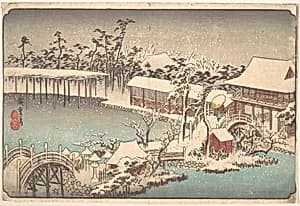 東都名所　亀戸天満宮境内雪|Kameido Tenmangu Keidai no Yuki by Utagawa Hiroshige