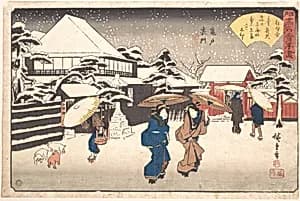 江戸高名会亭尽　亀戸裏門　玉屋|Kameido Uramon (Tama-ya) by Utagawa Hiroshige