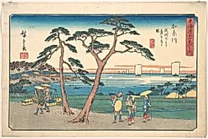 東海道五十三次之内　神奈川　浅間下より台を見る図|Kanazawa by Utagawa Hiroshige