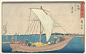 東海道五十三次　桑名　七里の渡舟|Kuwana by Utagawa Hiroshige